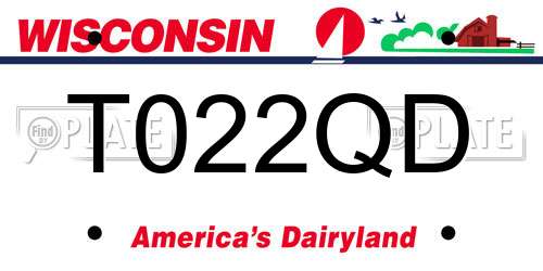 T022QD Wisconsin License Plate