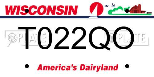 T022QO Wisconsin License Plate