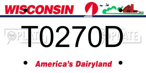 T0270D Wisconsin License Plate