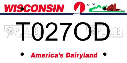 T027OD Wisconsin License Plate