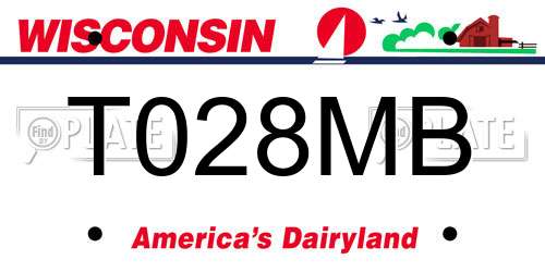 T028MB Wisconsin License Plate