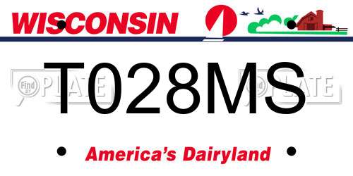 T028MS Wisconsin License Plate