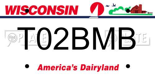 T02BMB Wisconsin License Plate