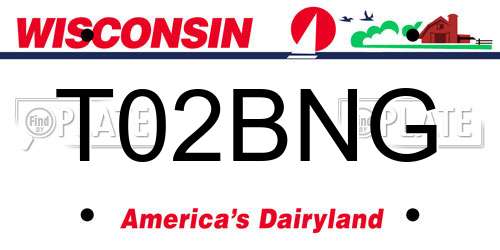 T02BNG Wisconsin License Plate