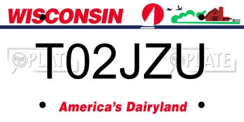 T02JZU Wisconsin License Plate