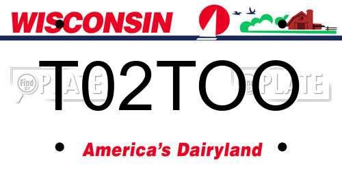 T02TOO Wisconsin License Plate