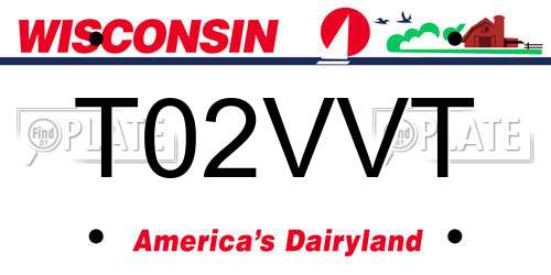 T02VVT Wisconsin License Plate