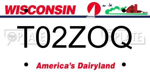T02ZOQ Wisconsin License Plate
