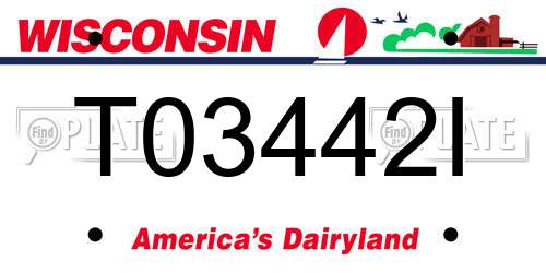 T03442I Wisconsin License Plate