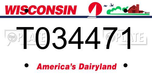 T034471 Wisconsin License Plate