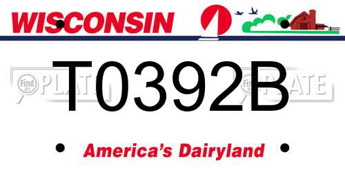 T0392B Wisconsin License Plate