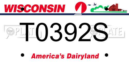 T0392S Wisconsin License Plate