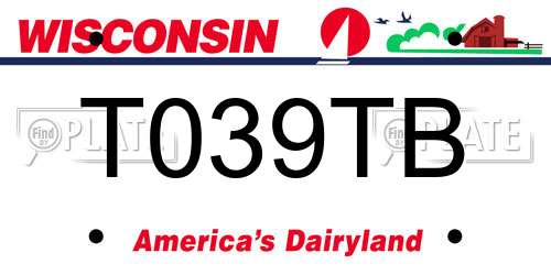 T039TB Wisconsin License Plate
