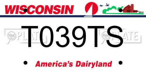 T039TS Wisconsin License Plate