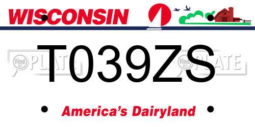 T039ZS Wisconsin License Plate