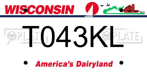 T043KL Wisconsin License Plate