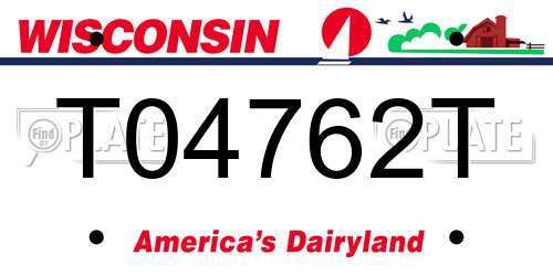 T04762T Wisconsin License Plate