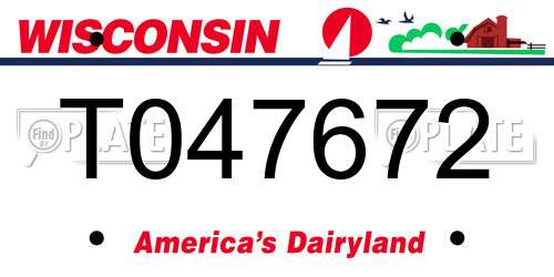 T047672 Wisconsin License Plate