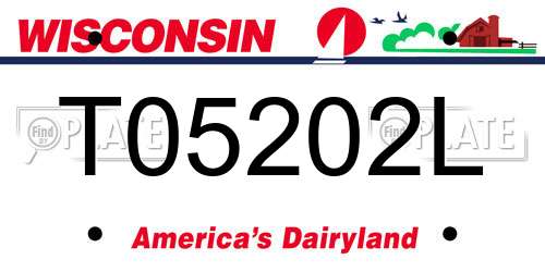 T05202L Wisconsin License Plate