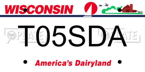 T05SDA Wisconsin License Plate