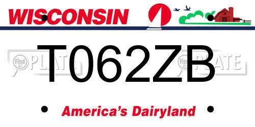 T062ZB Wisconsin License Plate