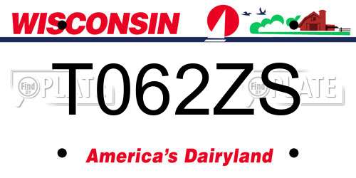 T062ZS Wisconsin License Plate