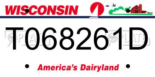 T068261D Wisconsin License Plate