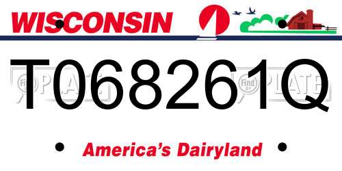 T068261Q Wisconsin License Plate