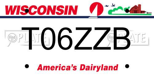 T06ZZB Wisconsin License Plate