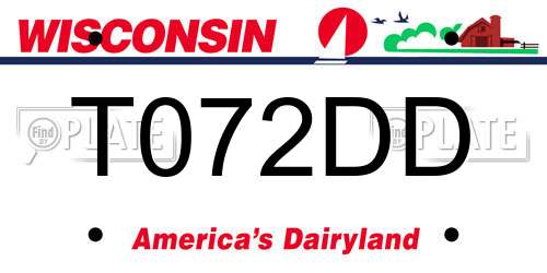 T072DD Wisconsin License Plate