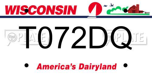 T072DQ Wisconsin License Plate