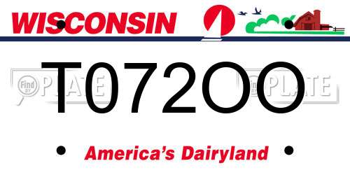 T072OO Wisconsin License Plate