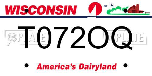 T072OQ Wisconsin License Plate