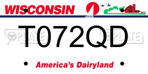 T072QD Wisconsin License Plate
