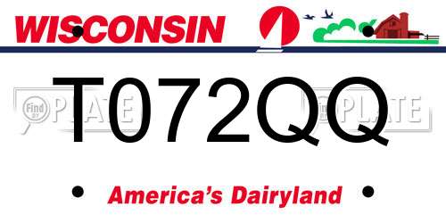 T072QQ Wisconsin License Plate