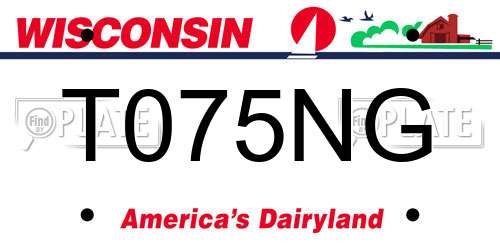 T075NG Wisconsin License Plate