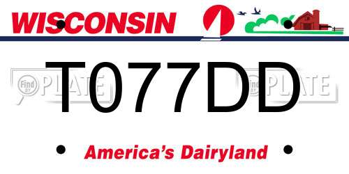 T077DD Wisconsin License Plate