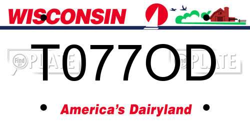 T077OD Wisconsin License Plate