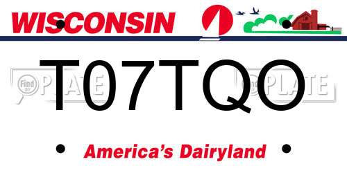 T07TQO Wisconsin License Plate