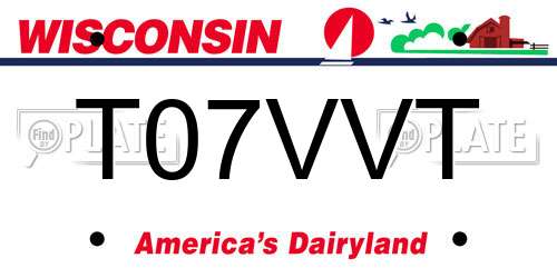 T07VVT Wisconsin License Plate