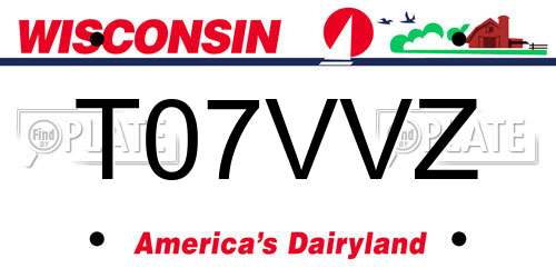 T07VVZ Wisconsin License Plate