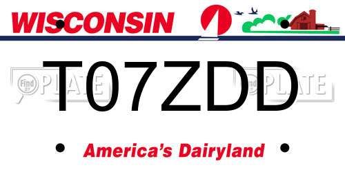 T07ZDD Wisconsin License Plate