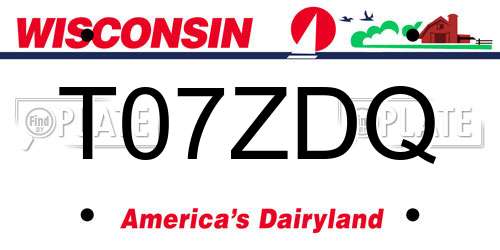 T07ZDQ Wisconsin License Plate