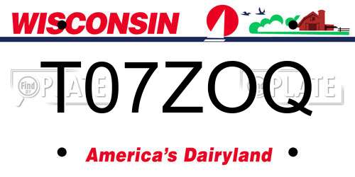T07ZOQ Wisconsin License Plate