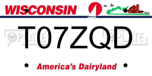 T07ZQD Wisconsin License Plate