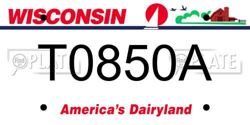 T0850A Wisconsin License Plate