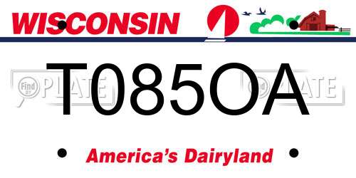 T085OA Wisconsin License Plate