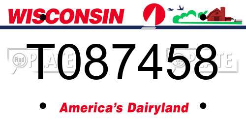 T087458 Wisconsin License Plate