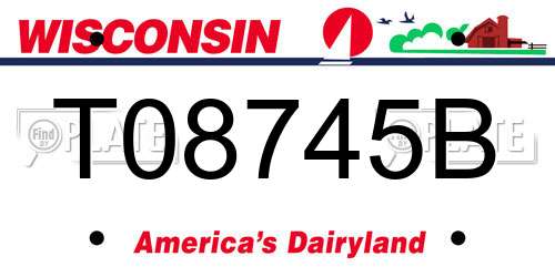 T08745B Wisconsin License Plate