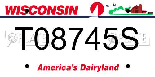 T08745S Wisconsin License Plate